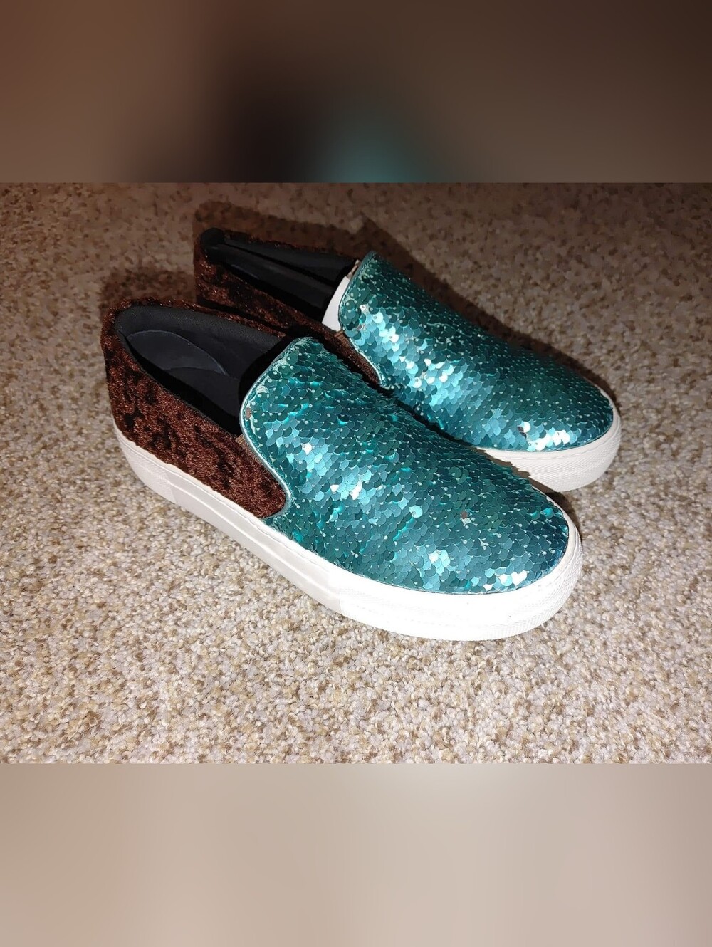 Roper Teal Reversible Sequin Slip-On Women's Sneakers